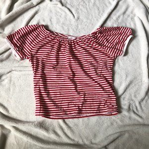 Red+White off the shoulder top